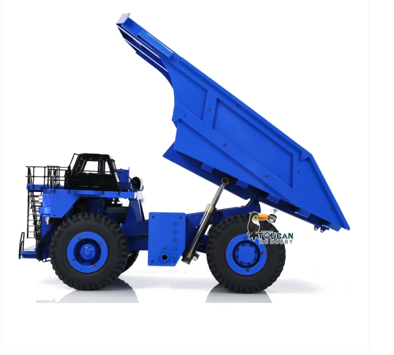 1/14 scale RC dump truck tipping its tray